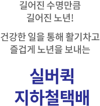 길어진 수명만큼 길어진 노년! 건강한 일을 통해 활기차고 즐겁게 노년을 보내는 실버퀵 지하철택배